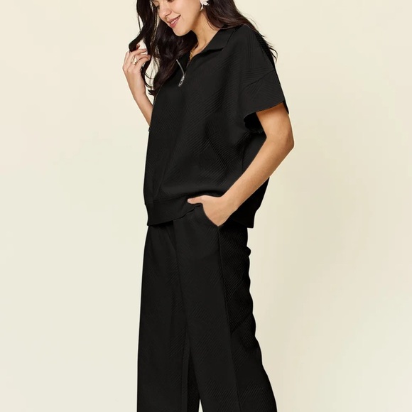 New. Adorable Textured Black Two-Piece Lounge Set - Picture 4 of 4